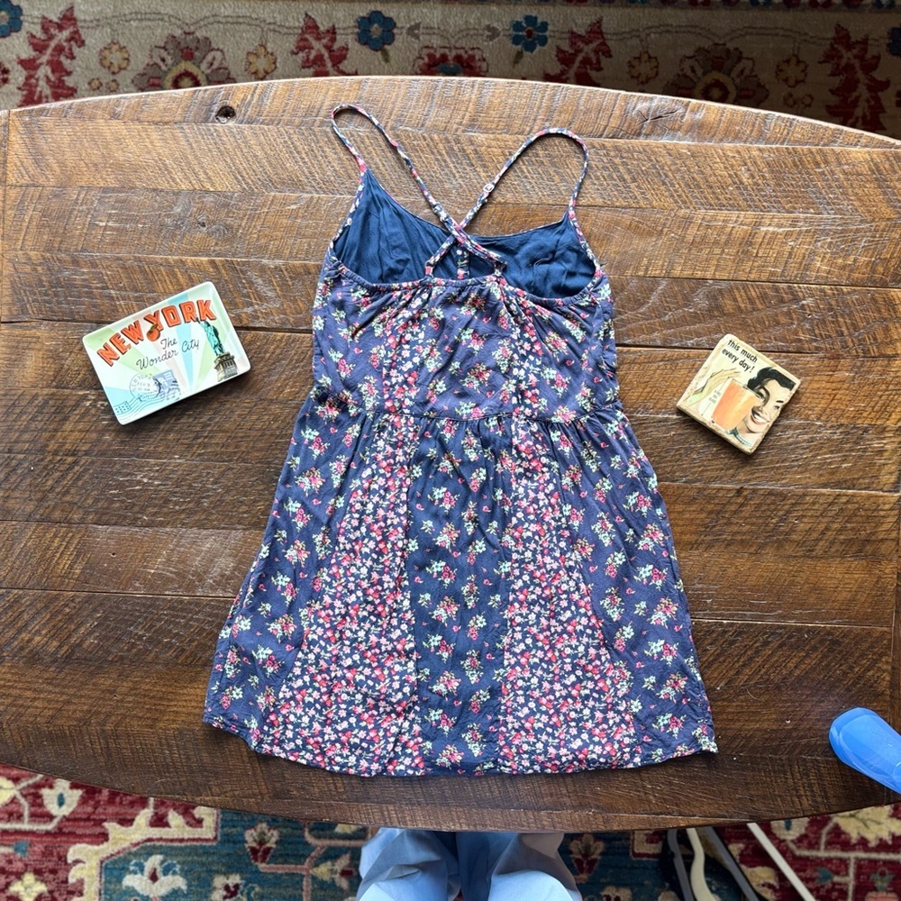 Abercrombie & Fitch Blue and Purple Ruched Tie Front Sundress - Picture 2 of 7